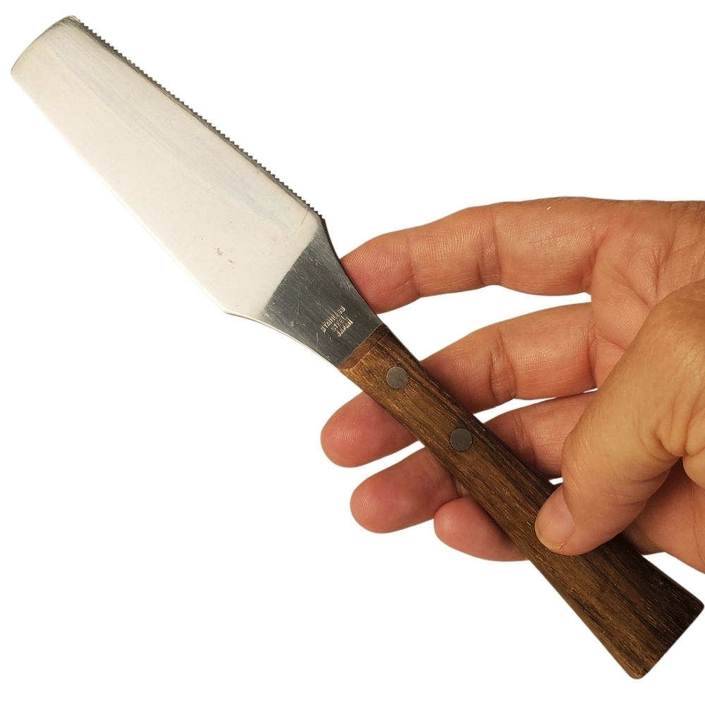 Vntg Mid-Century Modern Wood Handle Cake Knife. Stainless. Made In Japan